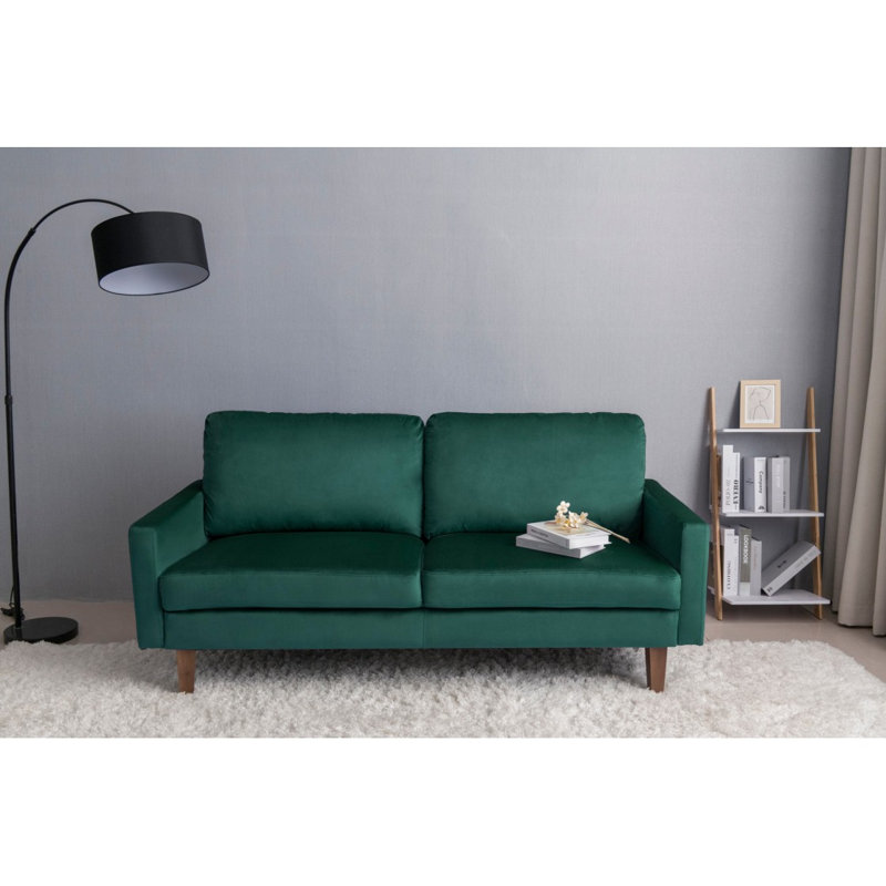 Seaddon Square Arm Sofa, Green Velvet, 35" H x 70" W x 32" D