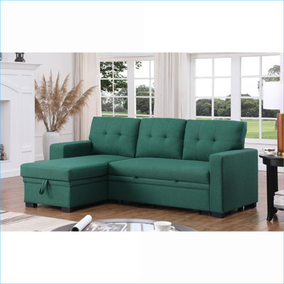 Canapés modulaires | Ensemble 3 pièces avec méridienne coulissante moderne avec rangement | For Living Room | Lin | Vert sauge