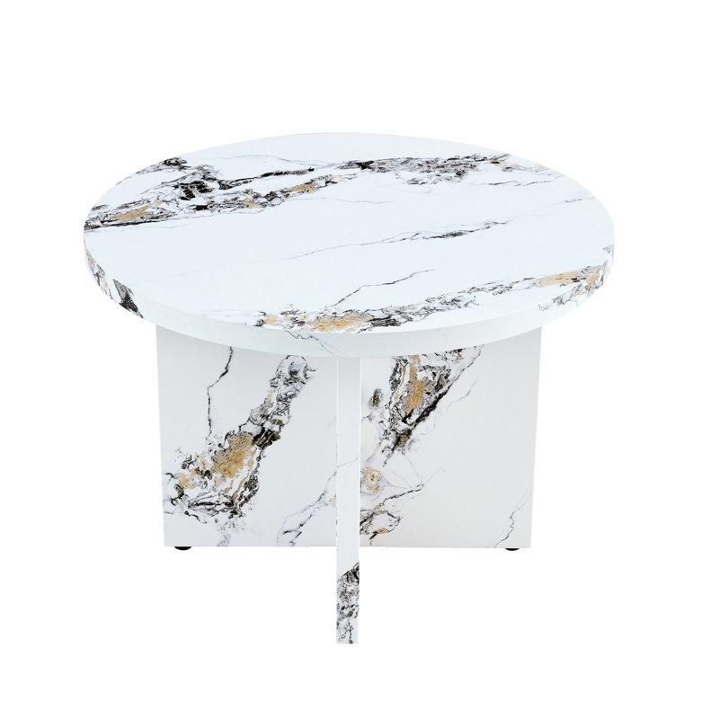 Table ronde moderne de 42 po pour 4 à 6 personnes, salle à manger, café, restaurant, bar à Smoothie, bureau, style de cuisine de 42 po. Solide et pour bureau à vin. Blanc. Assemblage simple