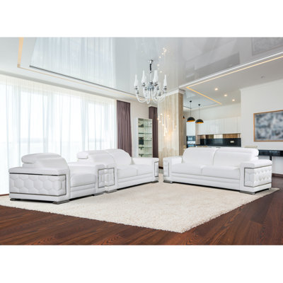 Ensemble de salon configurable en cuir véritable inclus 3 pièces Yurith