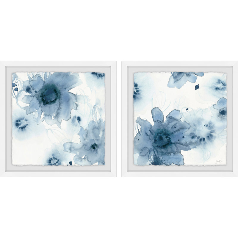 « fleur teinture », ensemble de 2 reproductions de peintures à l’aquarelle encadrées, H 12 po x l 12 po x P 1,5 po