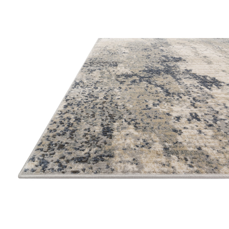 Eleanore Abstract Natural/Denim Area Rug, Rectangle 6'7" x 9'2"