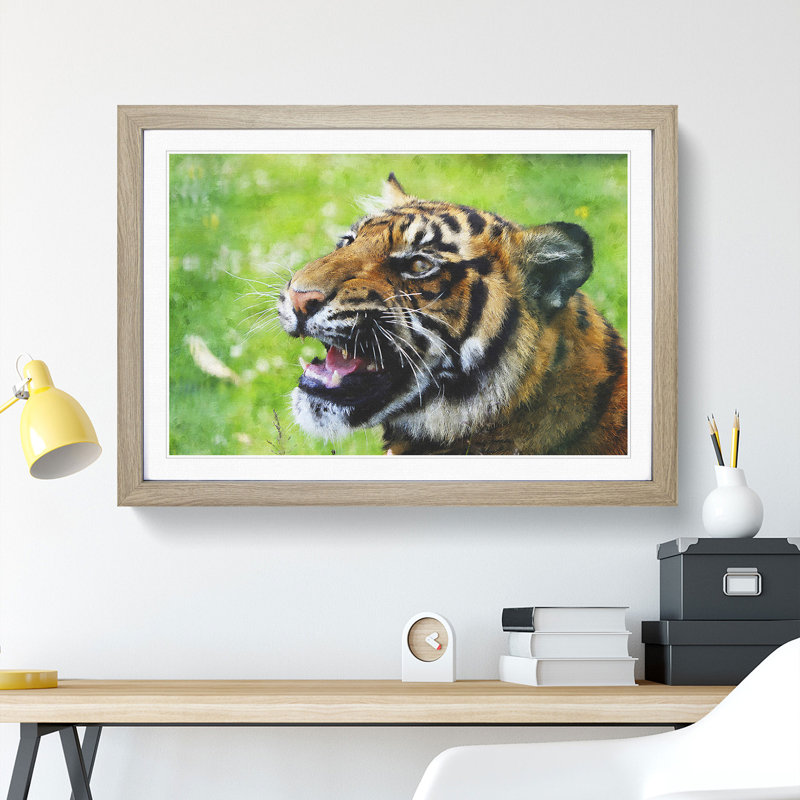 Tiger Vol.1 - Picture Frame Graphic Art, Oak, 36cm H x 48cm W x 2cm D