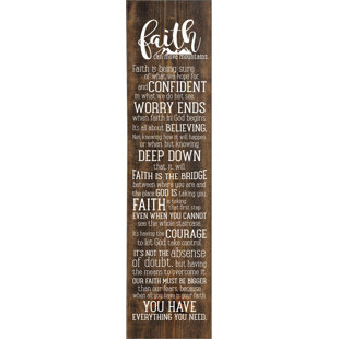 Reproduction d’art textuel sur bois sans cadre Faith Can Move Mountains par sawdust City