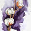 Fleurs de coton sur fond mauve - imprimé floral blanc encadré