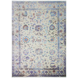 No Pattern And Not Solid Color Area Rug in Ivory/Light Blue/Rust
