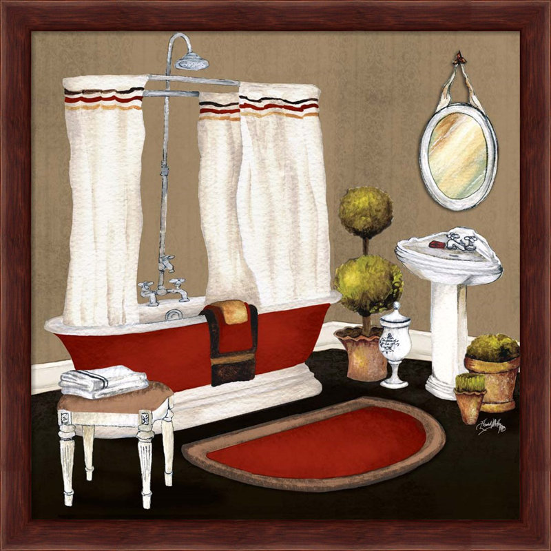 «Red Master Bath» par Elizabeth Medley, art encadré (ensemble de 2)