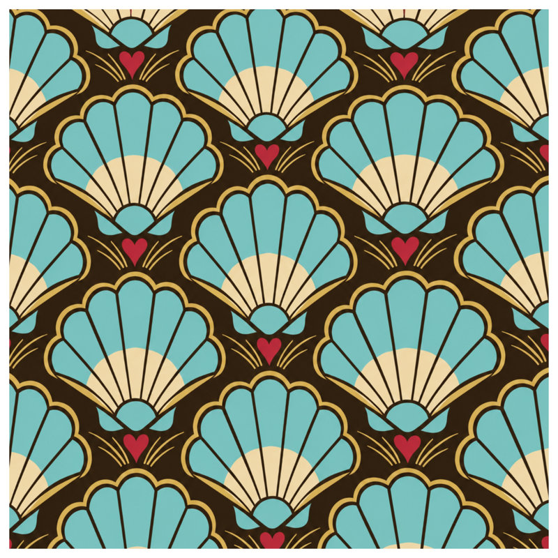 Scallop Shells Hearts Comforter, Twin