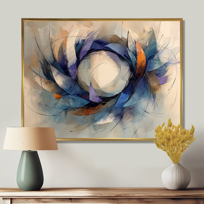 Jacaryous, velours abstrait, couronne de densité III - Couronne, art mural, H 12 po x l 20 po, Impression encadrée flottante