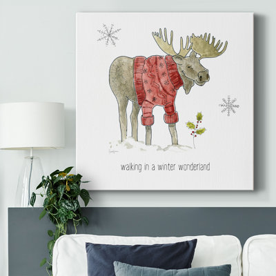 «Simple Winter Pleasures Moose», reproduction sur toile