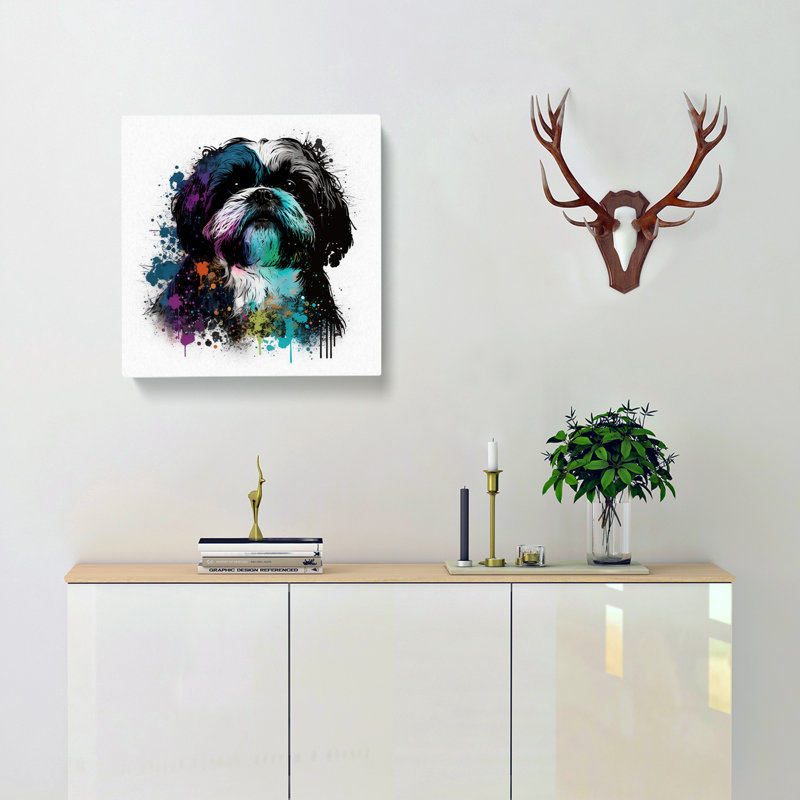 Shih Tzu Splatter Art - Wrapped Canvas, 35cm H x 35cm W x 3cm D
