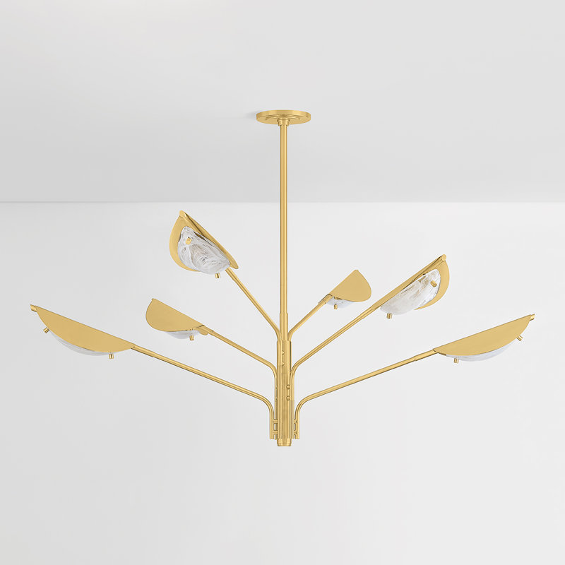 Levin Chandelier in Aged Brass, 6 Lights, 21.25" H x 54" W x 54" D