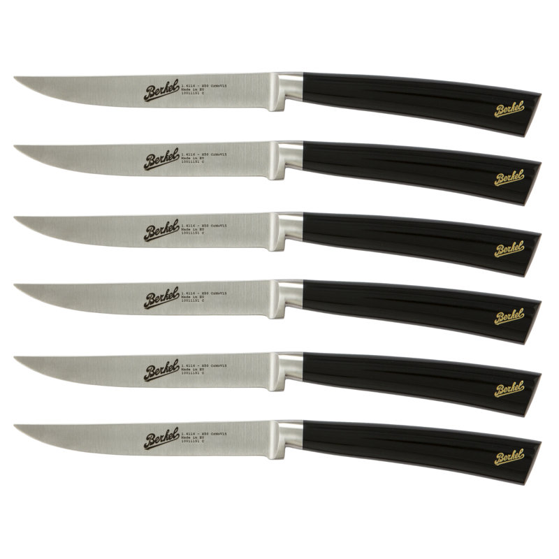 Berkel Elegance 6 Piece Stainless Steel Steak Knife Set, Black