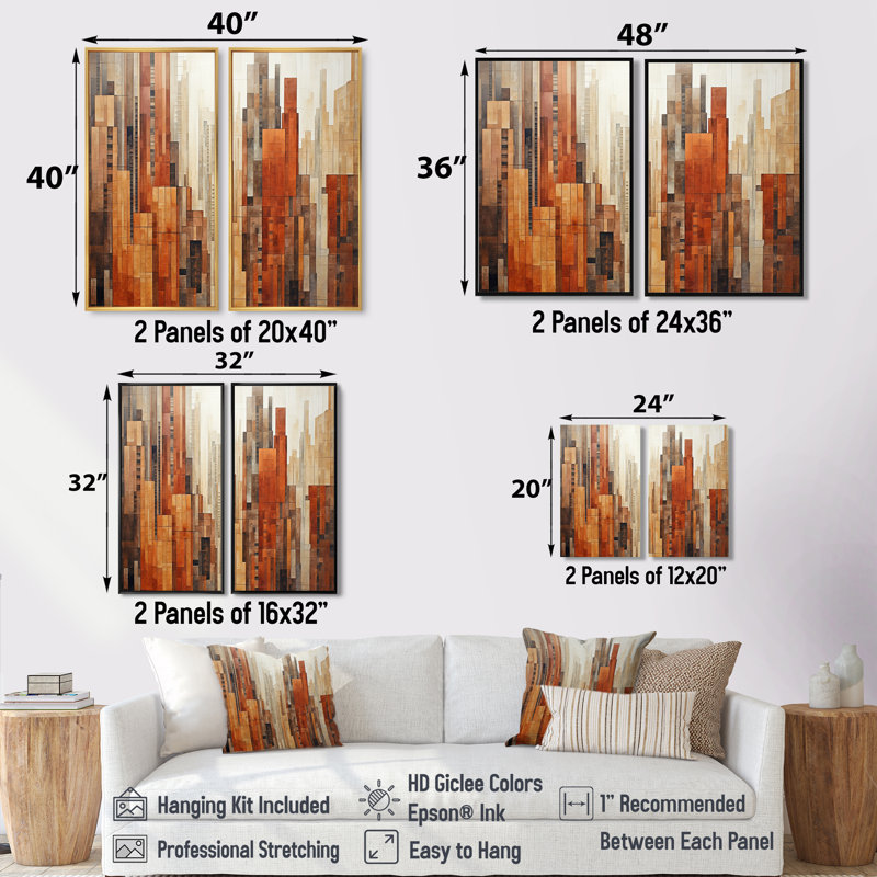 Caramel Colonnes Skycrapers Dream III - pêche, impressions sur toile, 40" H x 40" W, Impression encadrée flottante, White