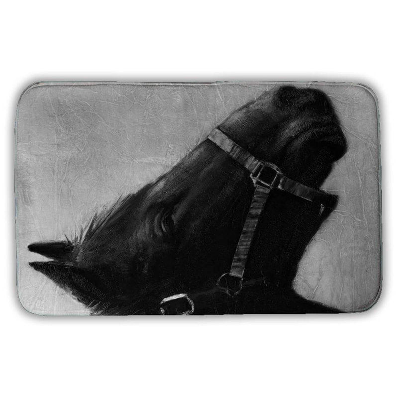 Aigne Non-Slip Bath Mat, 34" W x 21" L, Gray/Black
