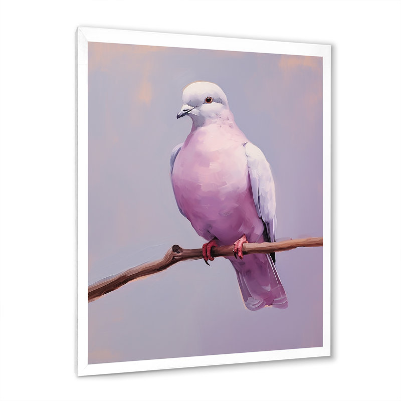 Colombe polie II sur toile, Cadre simple blanc, H 32 po x l 24 po x P 1 po