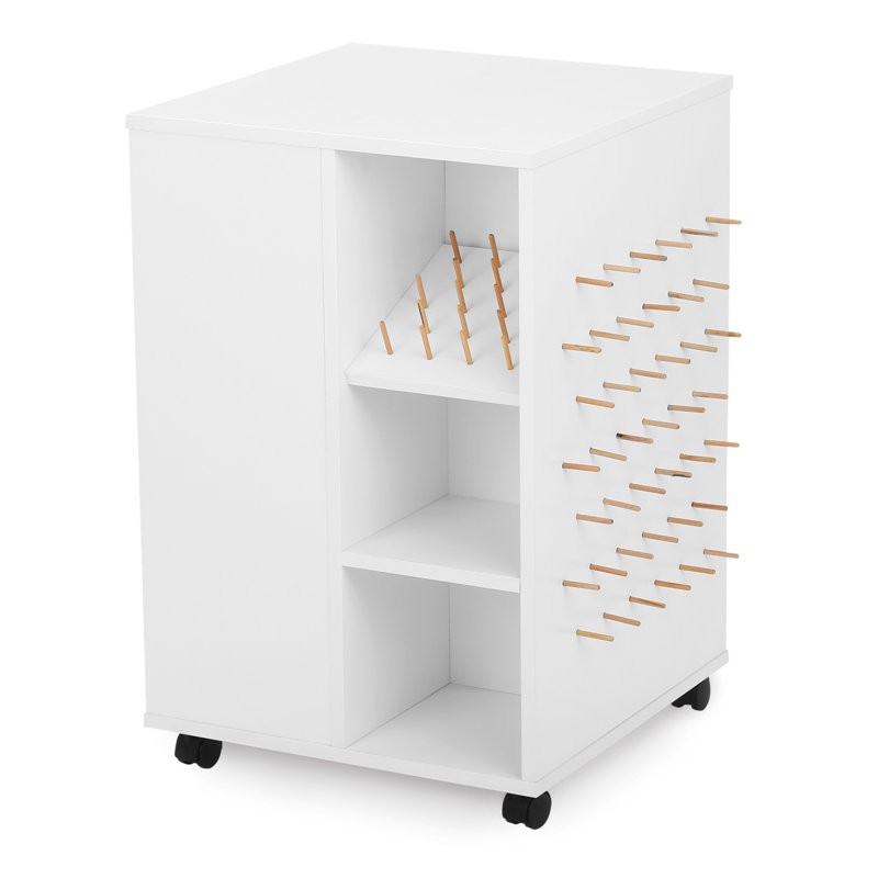 White 4-Sided Craft Storage Cube with Casters