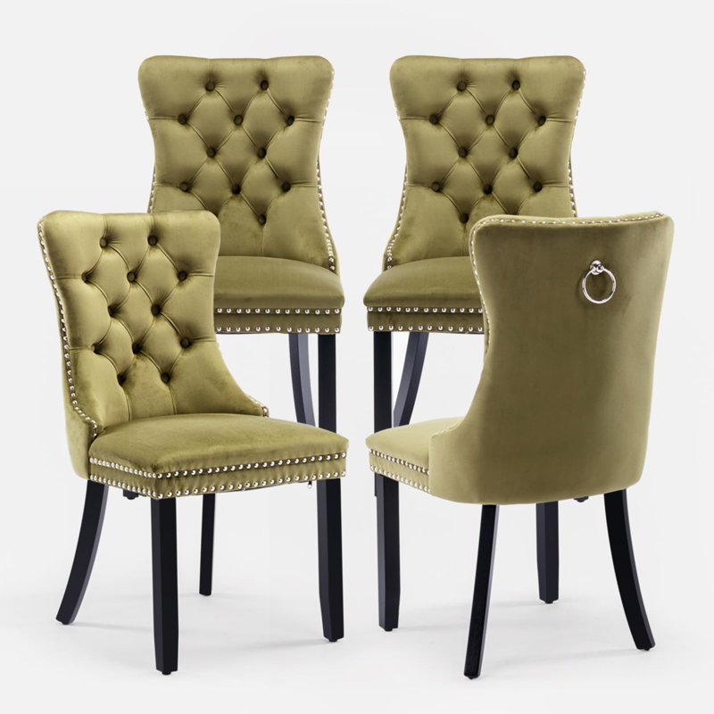 Delafield Lux Kitchen Dining Chairs, Grey, Silver, Set Of 4