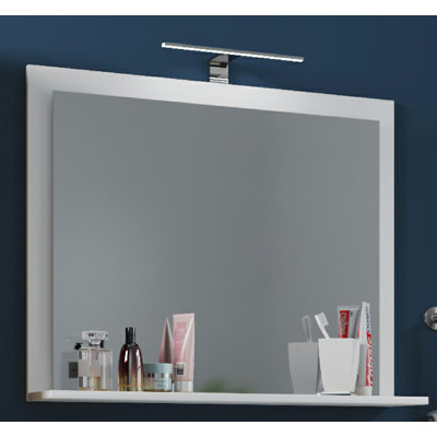 Elverda Wood Flat Wall Mirror with Shelves