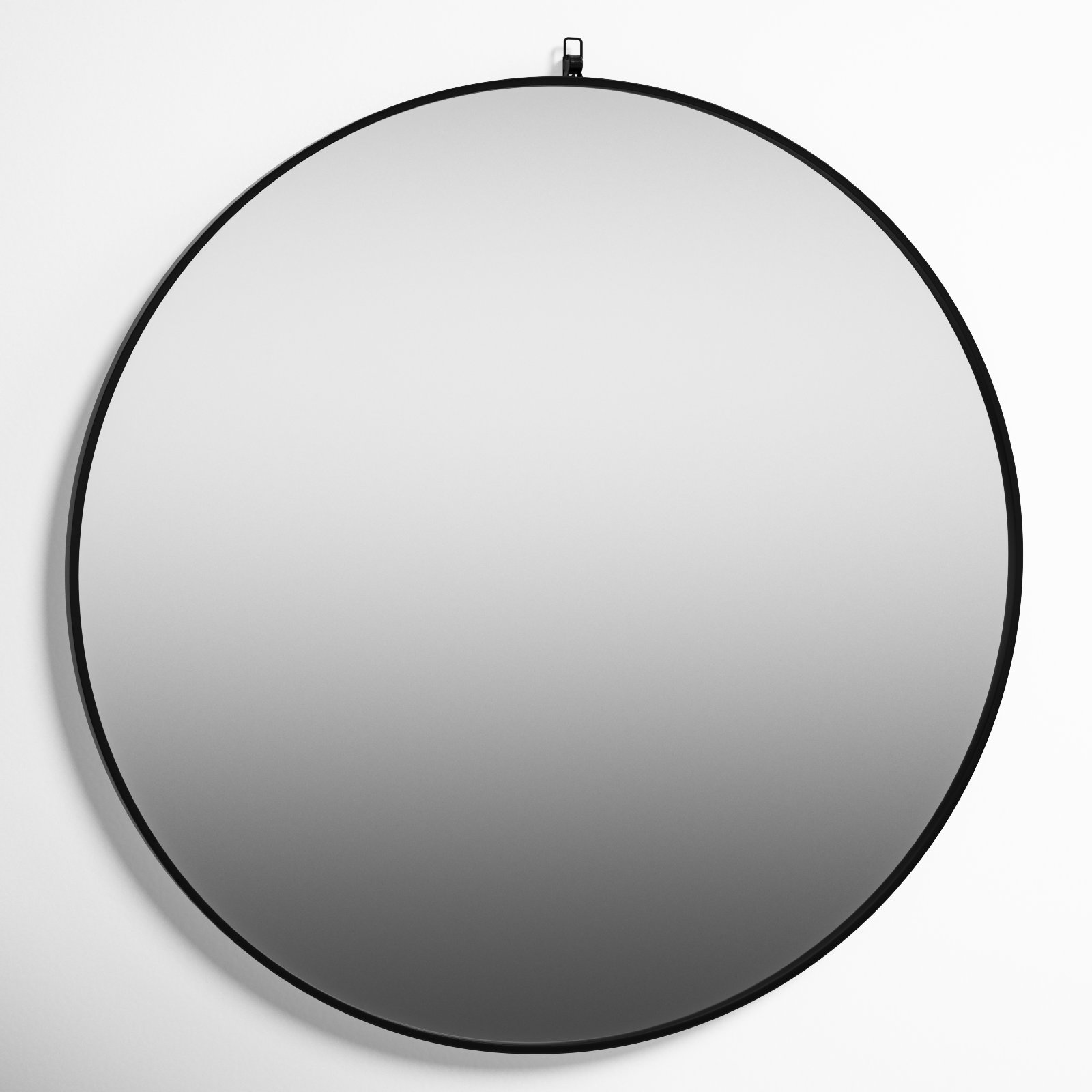 Cassie Metal/Manufactured Wood Round Wall Mirror, Black, 39" x 39"