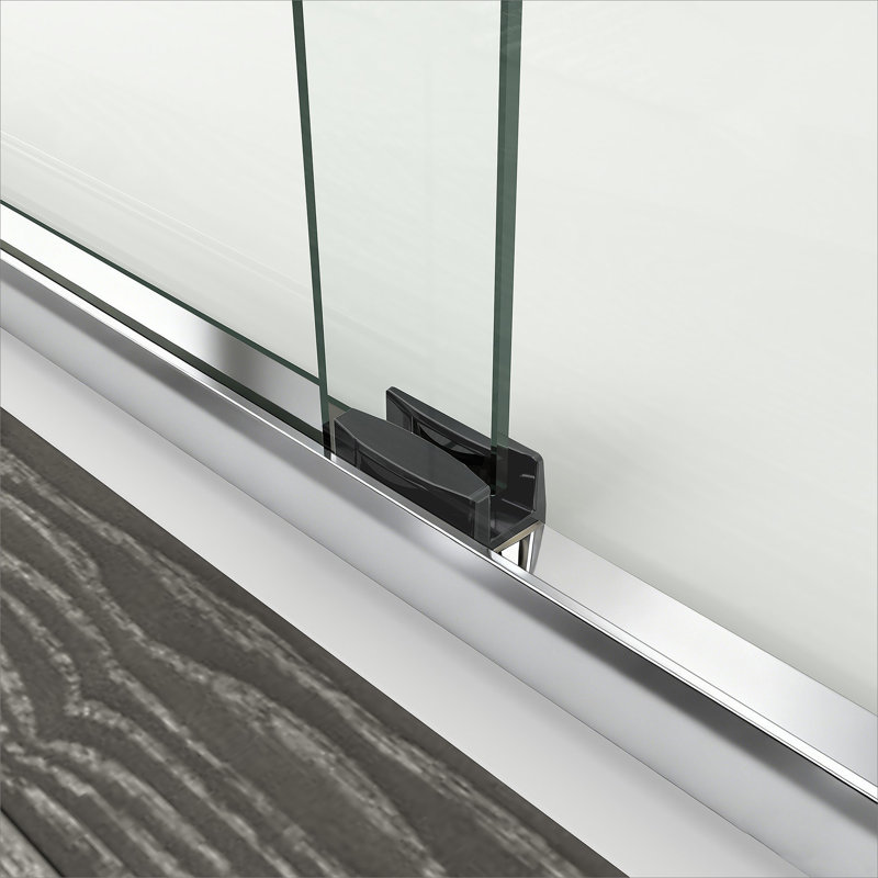 Porte de douche, porte coulissante semi-sans cadre pour salle de bain, Chrome chrome