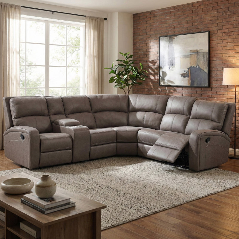 Champlin 5 Seater Reclining Corner Sofa , Taupe