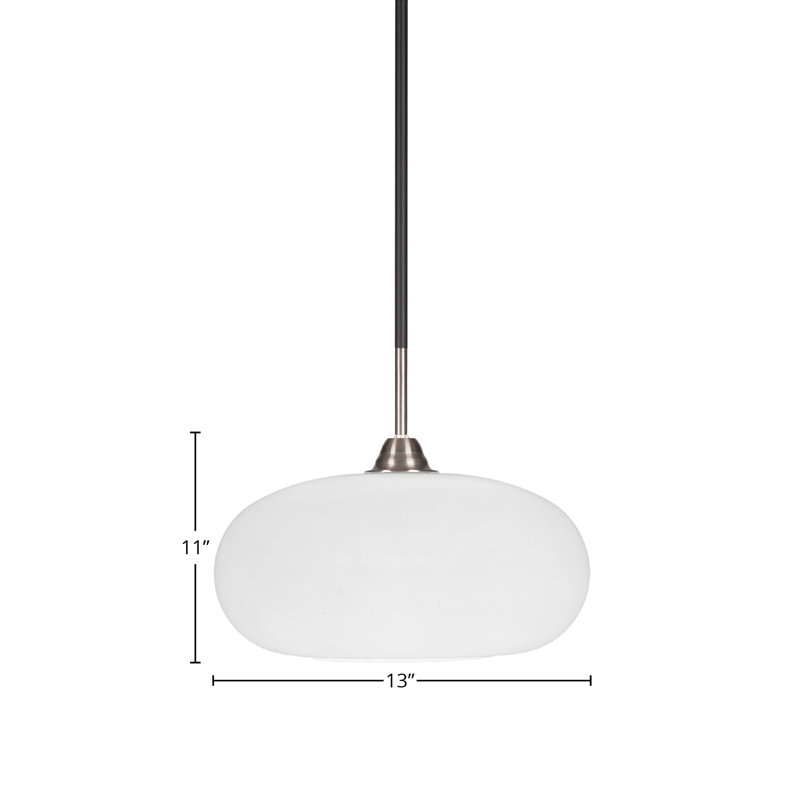 Luminaire suspendu Paramount, fini noir mat et nickel brossé avec verre de 13 po, Mousseline blanche