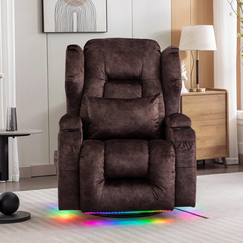 Upholstered Power Recliner, Brown
