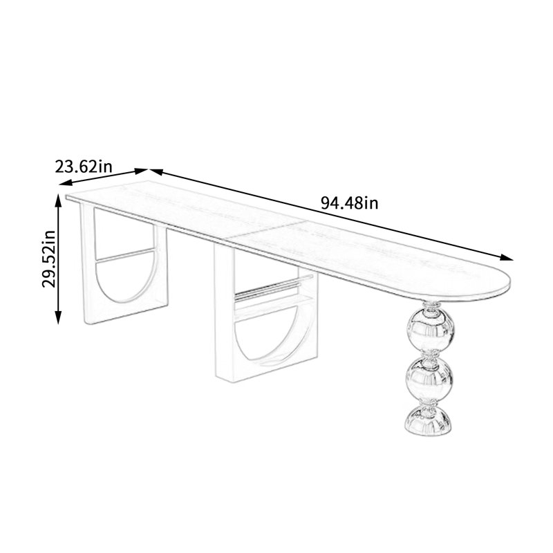 Bureau d'écriture Creative, H 29,52 po x l 94,48 po x P 23,62 po
