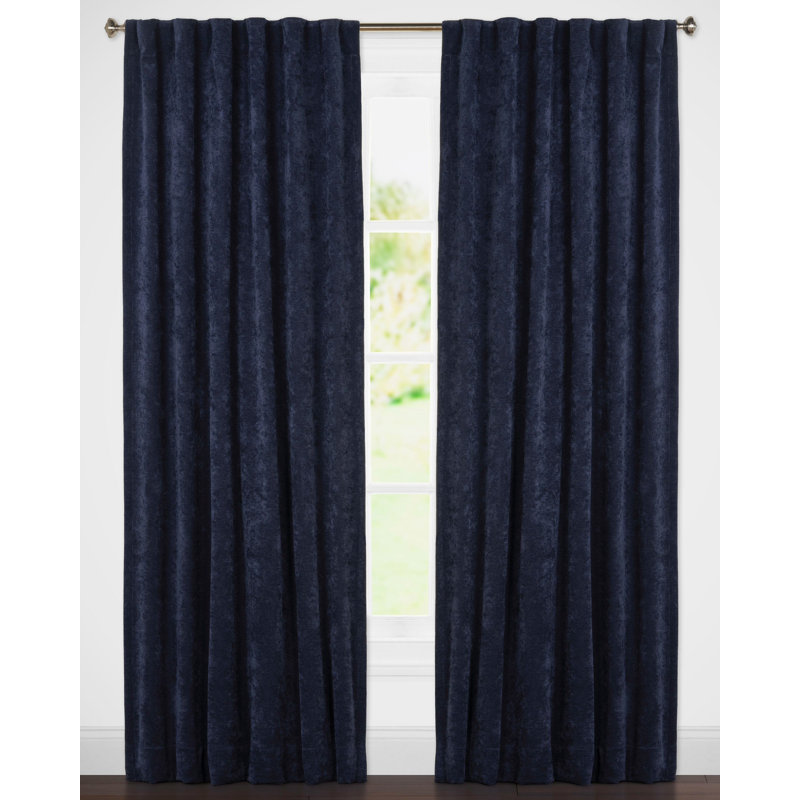 Padma Semi Sheer Curtain Single Panel, Navy