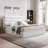 Linen 3-Panel Headboard Queen Bed Frame with Lift Up Storage, No Box Spring Needed, Ivory-323341733-324274077
