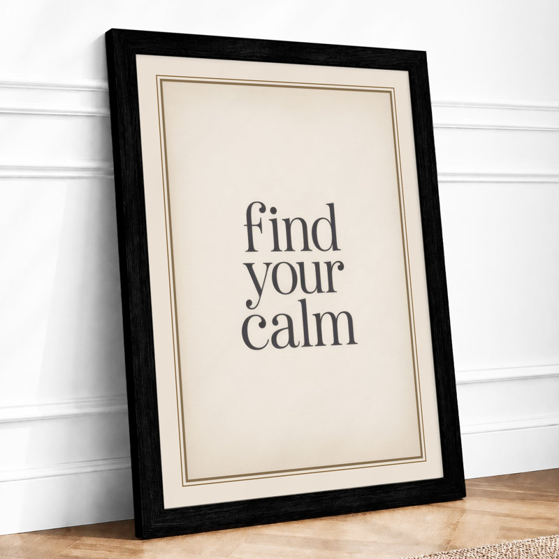 Find Your Calm Minimalist - Framed Print, A3 - 42.0 x 29.7 cm, Black
