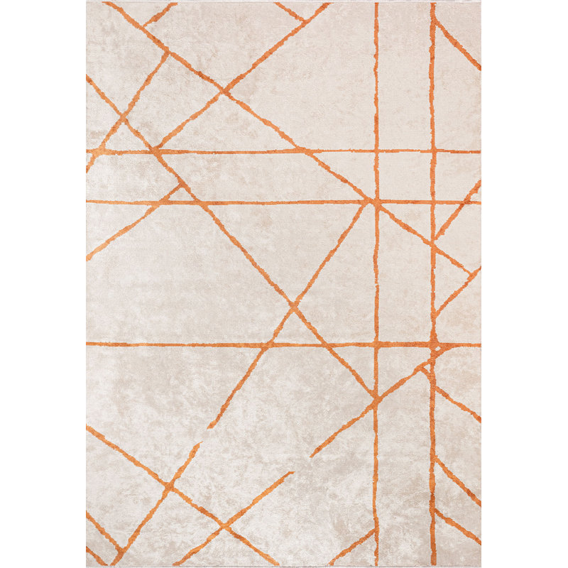 Dashonte Abstract Hand Loom Indoor / Outdoor Area Rug, Rectangle 5'3" x 7'7"