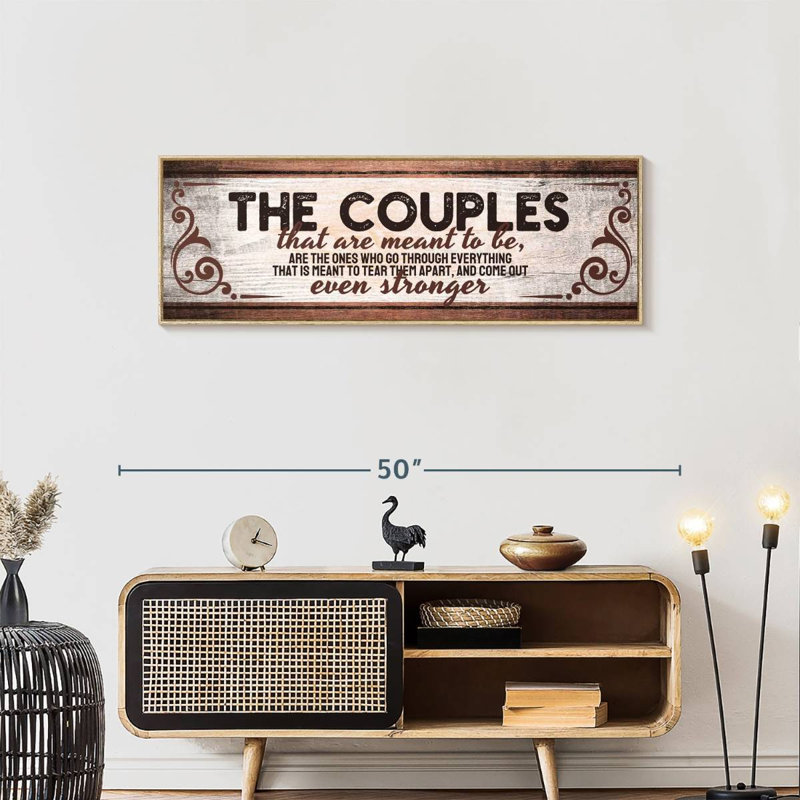 Plaque murale The The Couples, Cadre flottant en bois naturel, 43 po x 15 po