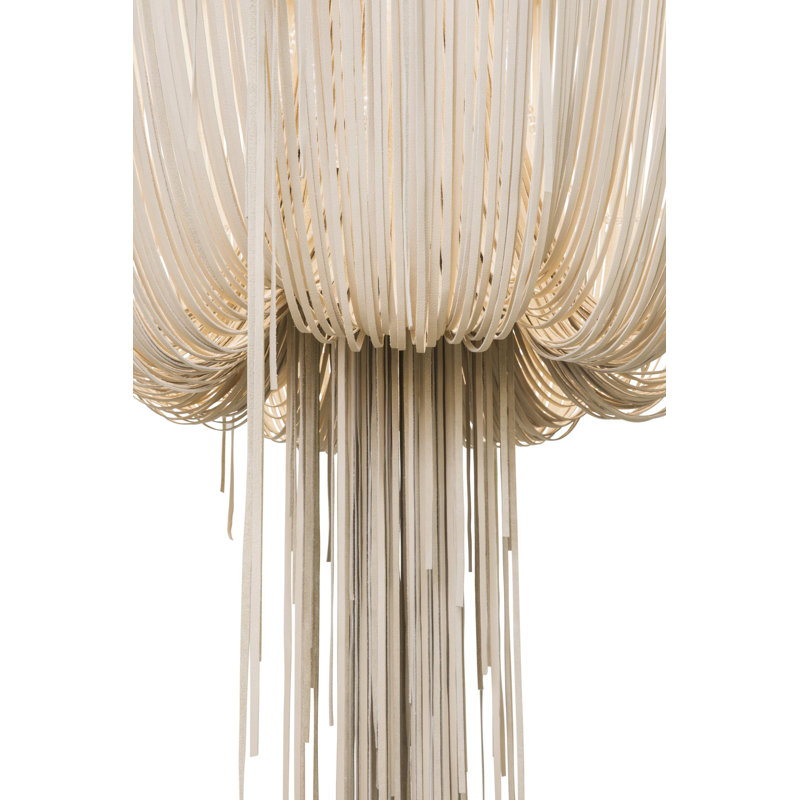 Leather Fringe Chandelier, 71" H x 40" W x 40" D, 4