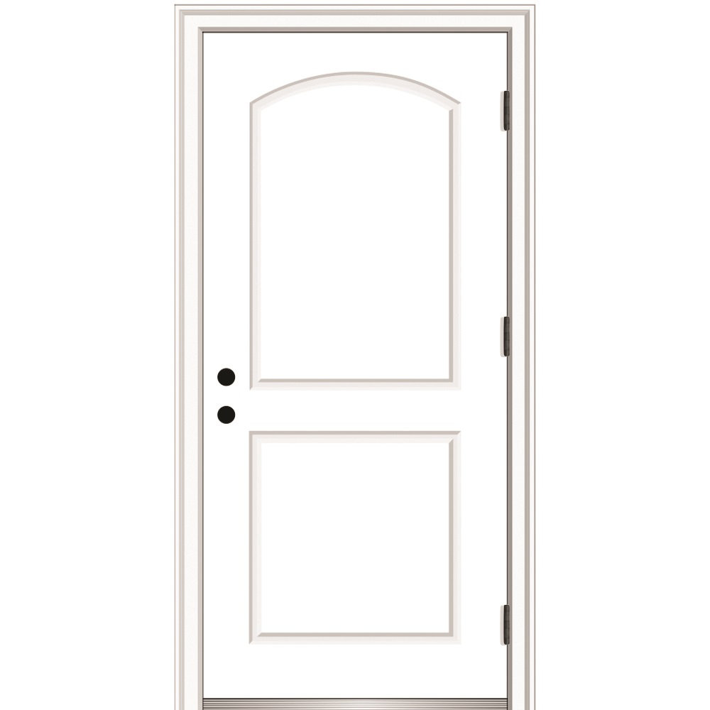 Severe Weather Smooth Primed Arch Out-swing Fiberglass Prehung Front Entry Doors MMI DOOR Door