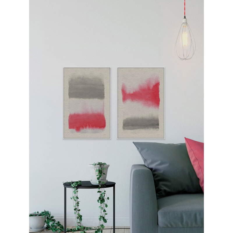 «Pink and Grey II Diptych», ensemble de 2 reproductions sur toile, H 18 po x l 12 po x P 1,5 po