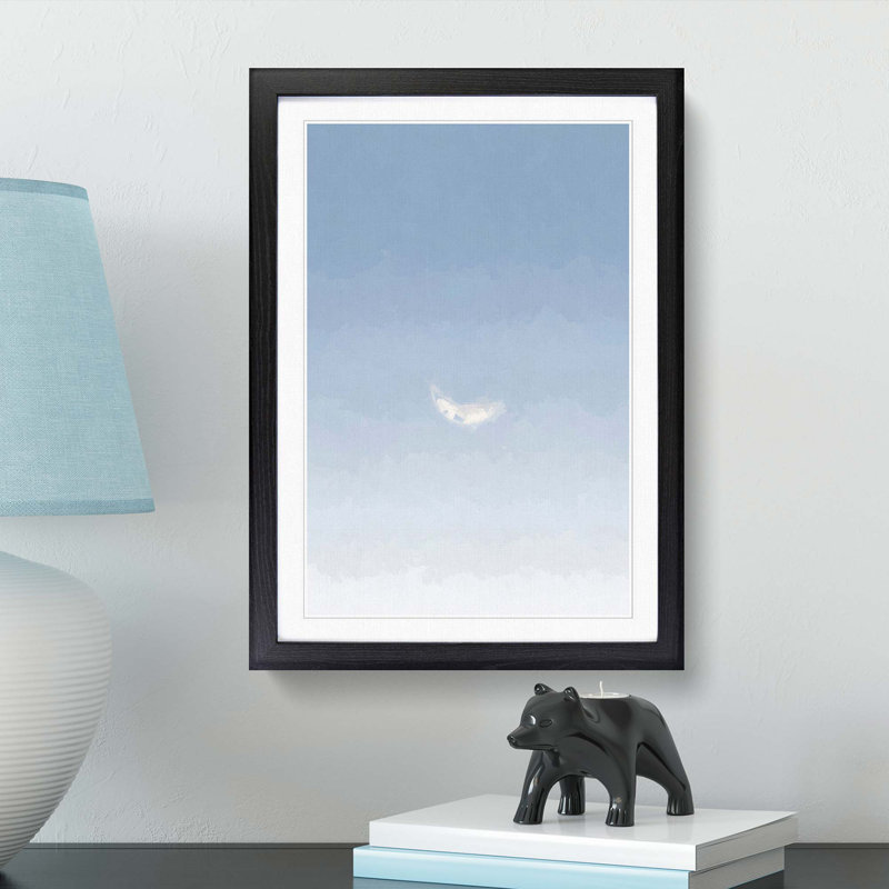 Crescent Moon in a Blue Sky in Abstract - Picture Frame Graphic Art Print, 36cm H x 27cm W x 2cm D, Black Framed
