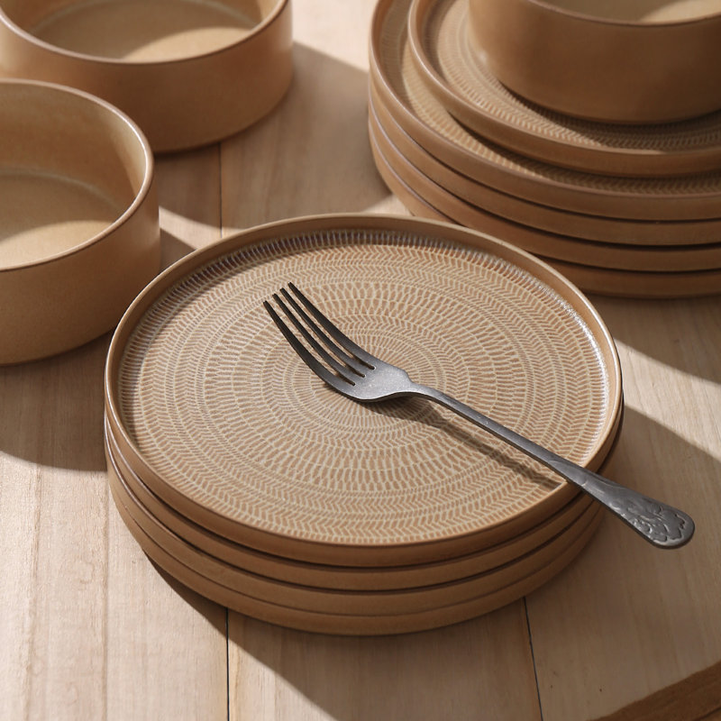Alofmo Antique Vein 12 Piece Stoneware Dinnerware Set, Service For 4