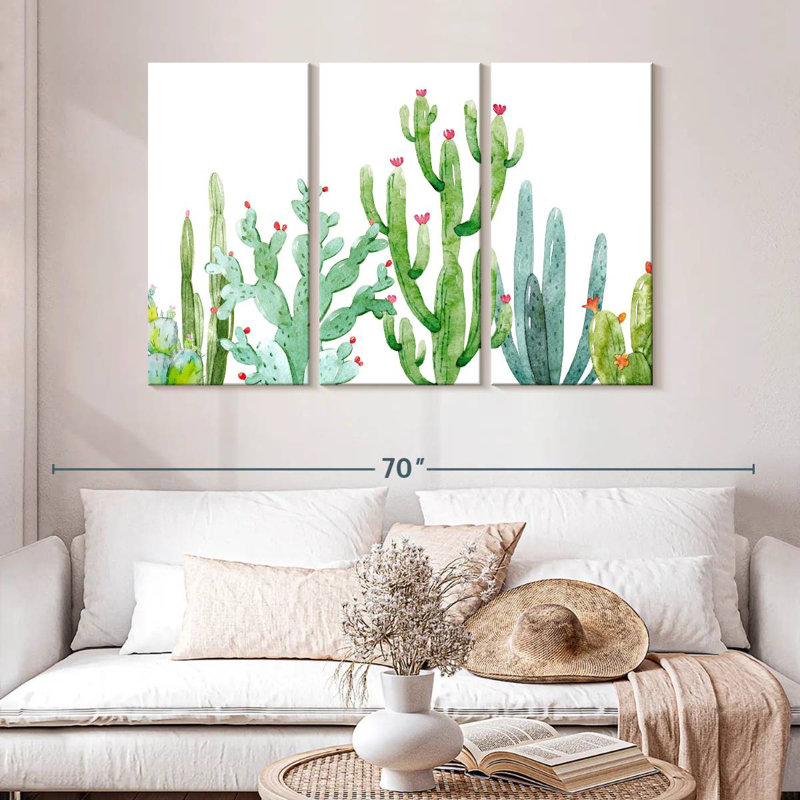 Harnek Flowering Cacti, 32" H x 50" W