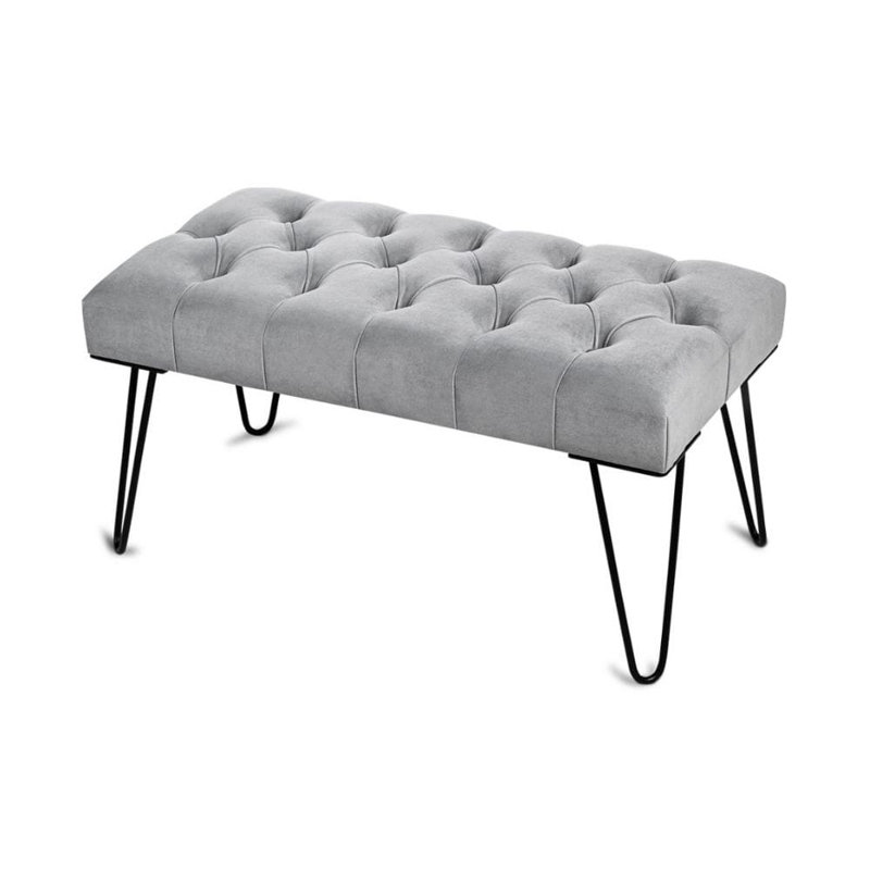 Velvet Upholstered Bench, H40 x W80 x D35cm, Grey Blanca