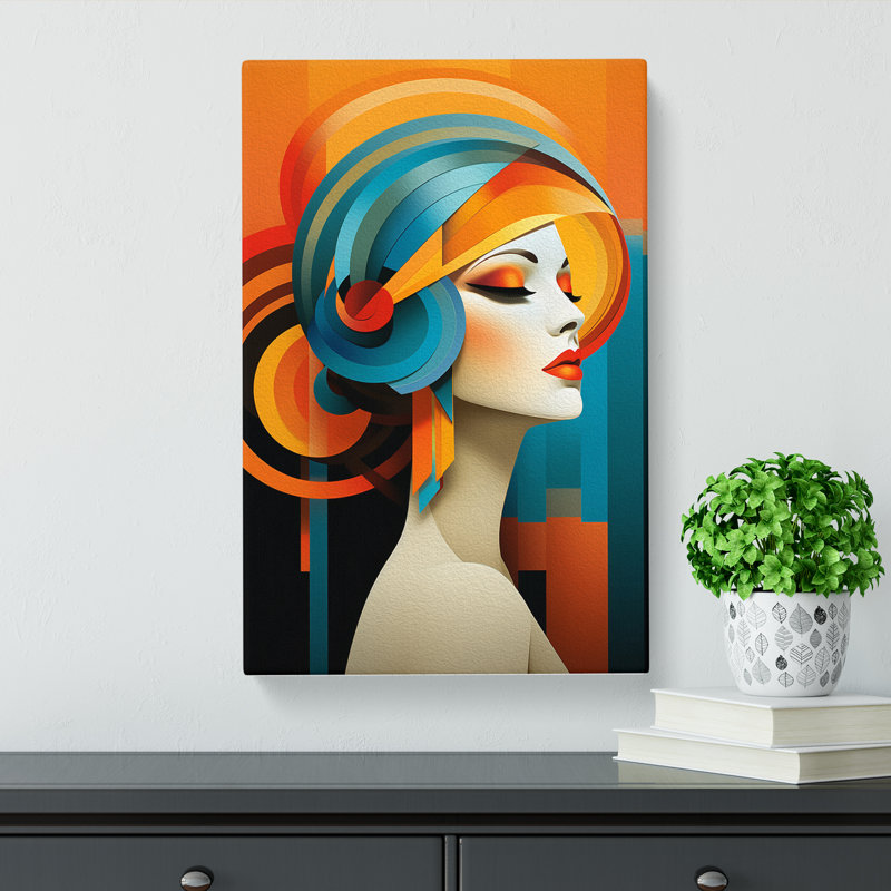 Deco Woman Colour Field - Wrapped Canvas, 60cm H x 40cm W x 3cm D