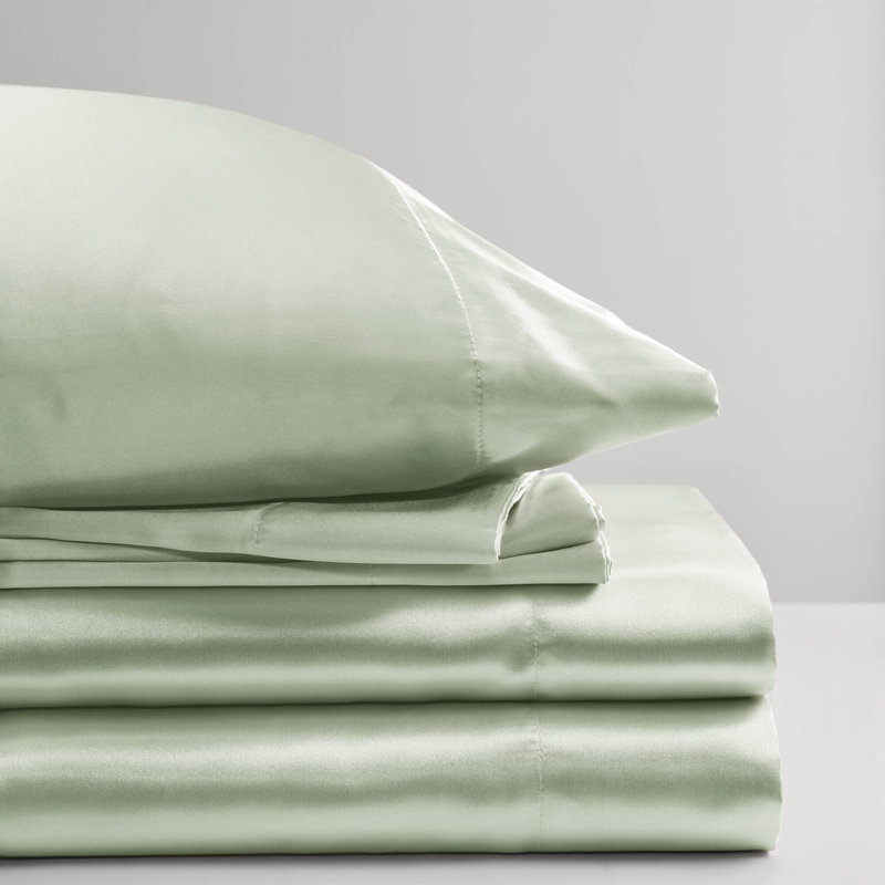 Satin Luxury Sheet Set, King Sheet Set, Sage