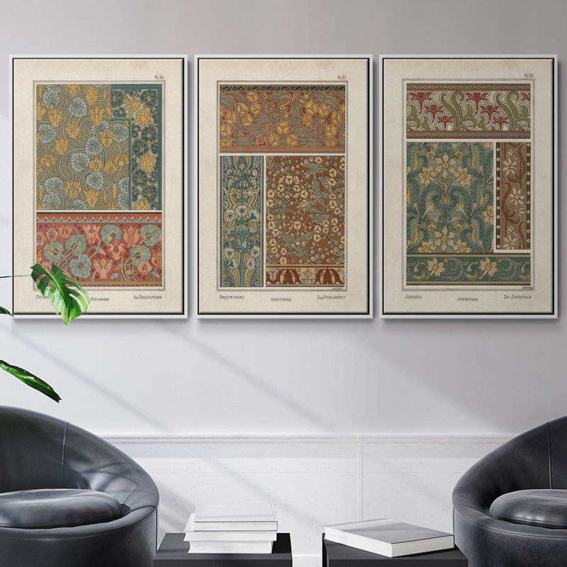 Ensemble botanique VI 3 pièces, Blanc, H 40 po x l 78 po