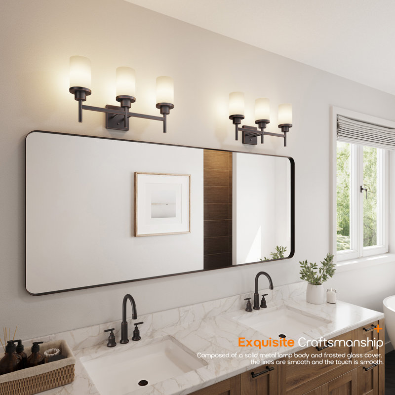 Éclairage pour salle de bain 3 lumières, Bronze frotté à l'huile