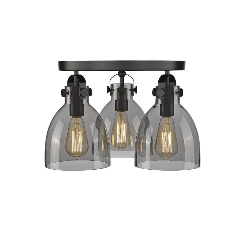 Smeltertown Glass Flush Mount, Plated Smoke, Matte Black