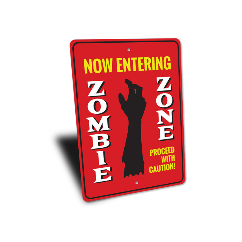 Signe de la zone zombie, H 14 po x l 10 po x P 0,04 po