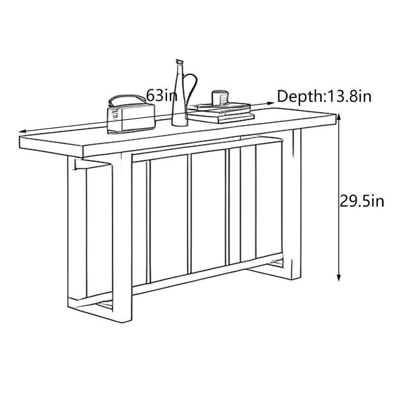 Table d'entrée Mid-Century, H 29,5 po x l 63 po x P 13,8 po