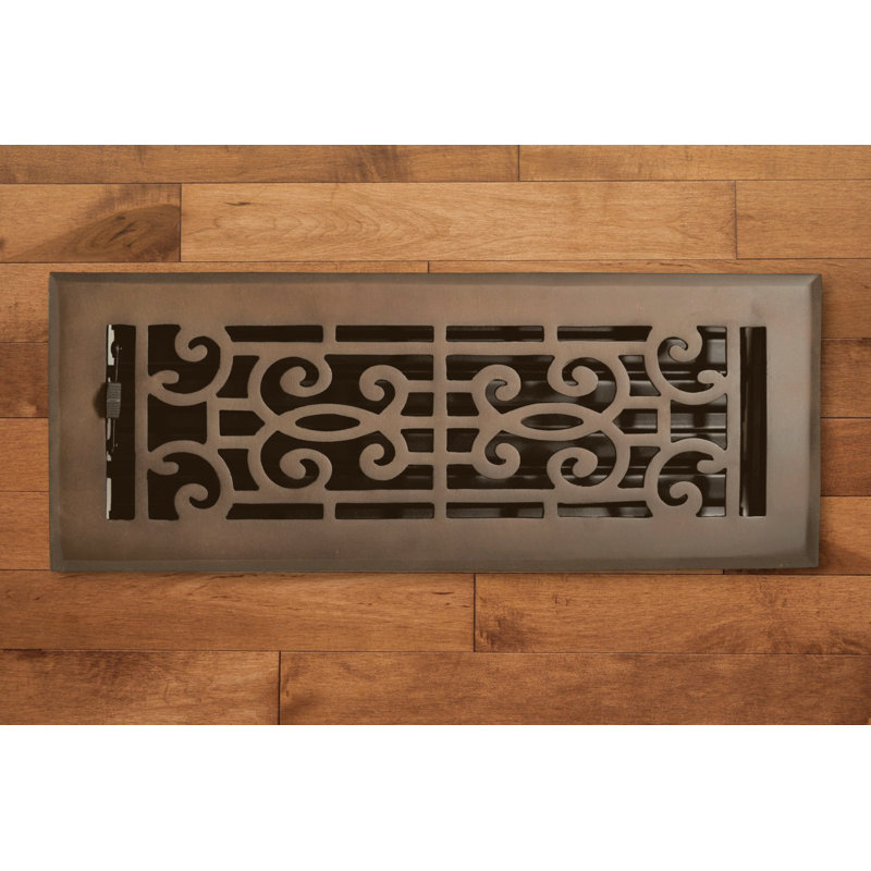 Madelyn Carter Solid Brass Baroque Vent Cover with Damper - Floor & Wall Register - Oil Rubbed Bronze