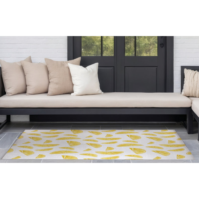 Summer Lemon Outdoor Rug, Rectangle 2' x 3'